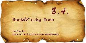 Benkóczky Anna névjegykártya
