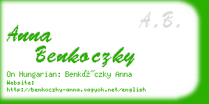 anna benkoczky business card